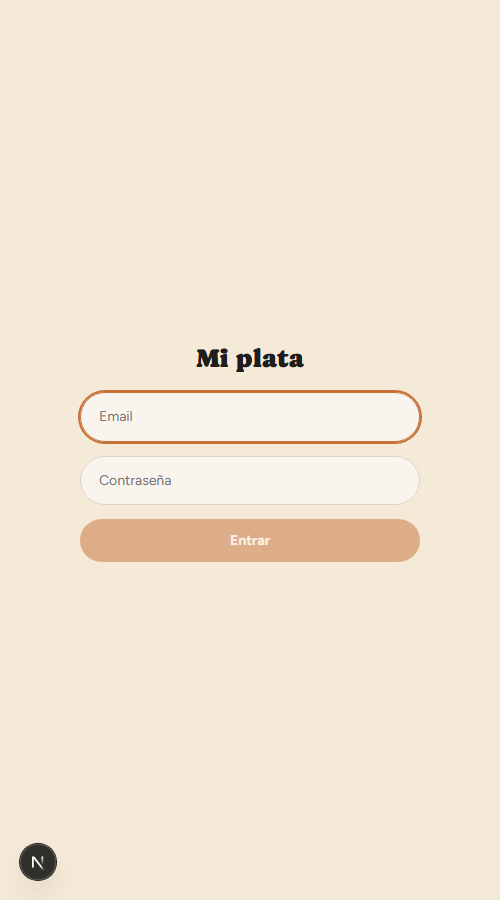 Pantalla de inicio de sesión de Finanzas MP
